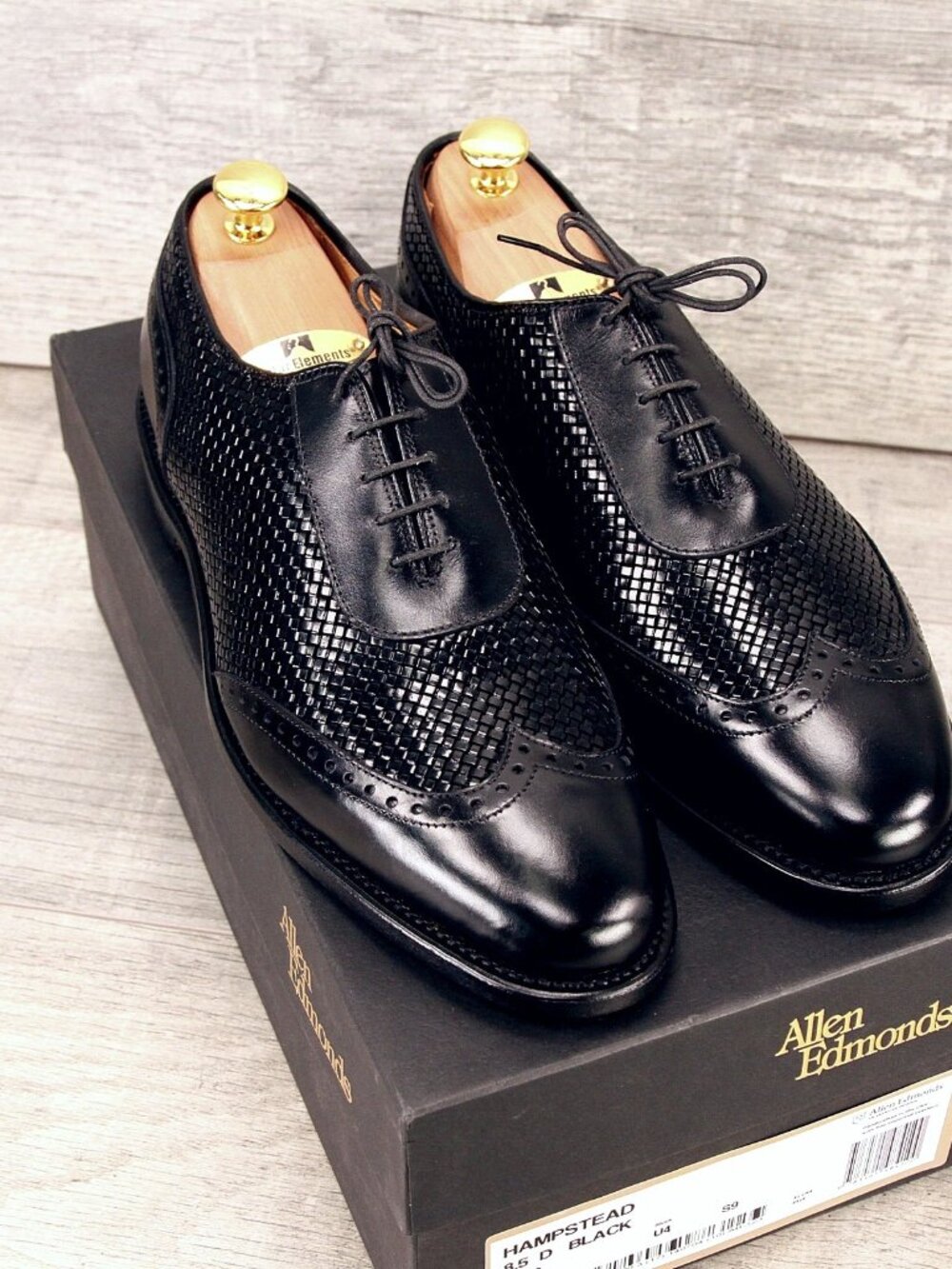 * NIB * $395 Allen Edmonds HAMPSTEAD Oxford 8.5 D Black * add $15 new Trees